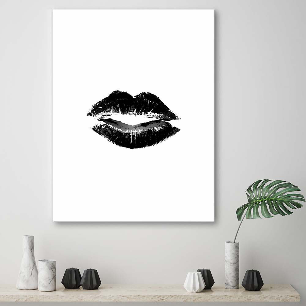 Leinwandbild Lips Female Black & White