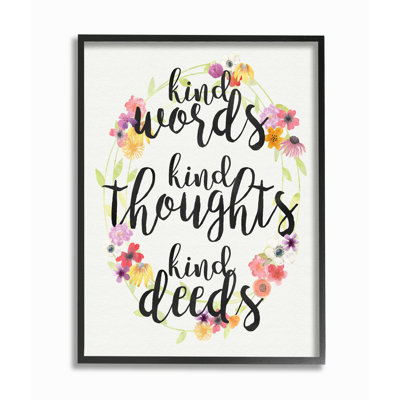 «Kind Kind Kind Kindts Kind Deeds Floral» par Erica Billups, reproduction d'art textuel sur toile