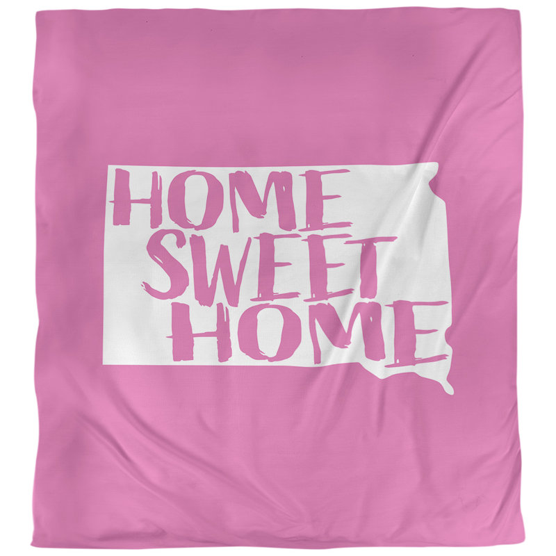 Housse de couette réversible Home Sweet South Dakota, Housse de couette pour grand lit, Rose, Microfibre
