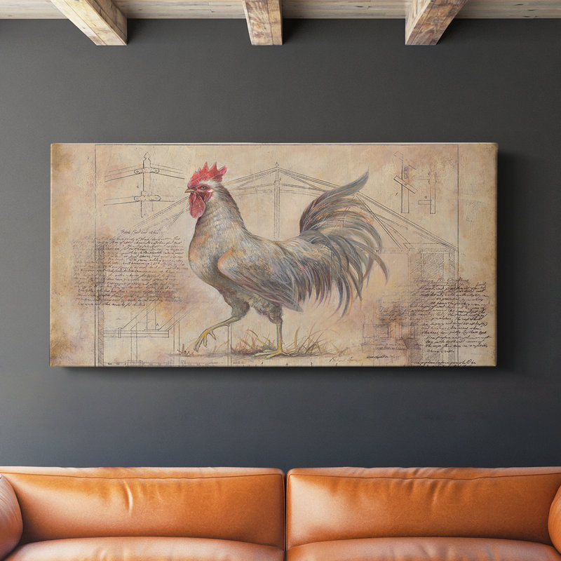 Rustic Fowl II - Toile tendue avec châssis - Prêt à accrocher, H 16 po x l 32 po