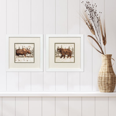 Lodge Moose Bear Framed Art