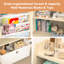 Bibliothèque pour enfants en bois naturel à 3 niveaux avec élingues en tissu pour chambre à coucher ou salle de jeux-1218261304-1239205237