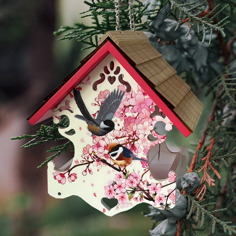 Love Nest Bird Feeder - Cherry Blossom & Chickadee Print