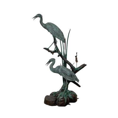 Crane Bronze Garden Statue