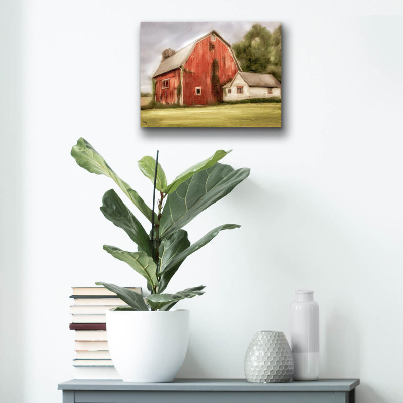  «Old Red Barn» par Ashley Bradley, art mural en verre acrylique, H 12 po x l 16 po x P 0,13 po