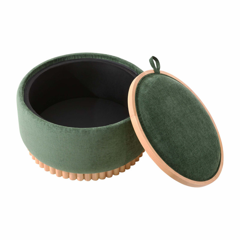 Repose-pieds de rangement en chenille 29 po, housse réversible et structure en bois robuste, repose-pieds pratique pré-assemblé