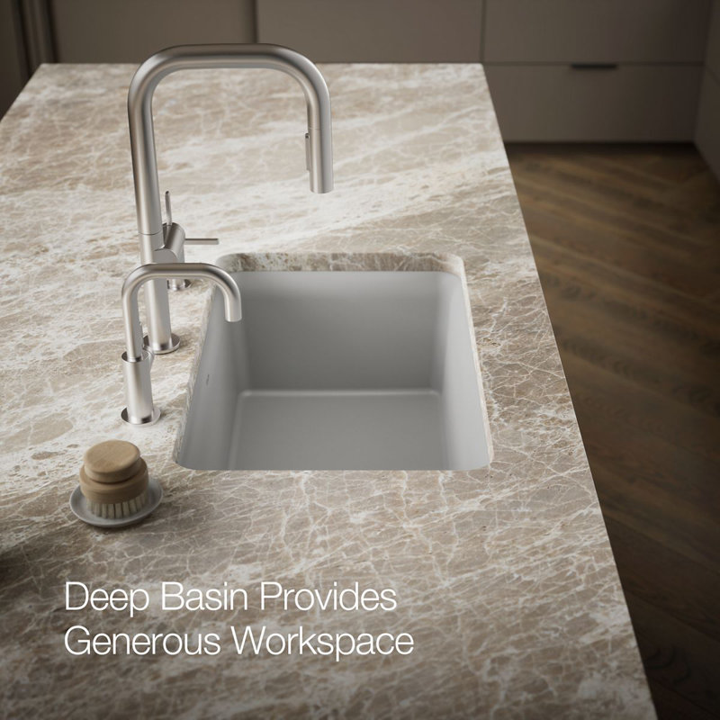 Cairn® Neoroc 27-1/2" x 18-5/16" x 9-1/2" Undermount Kitchen Sink, Matte Gray
