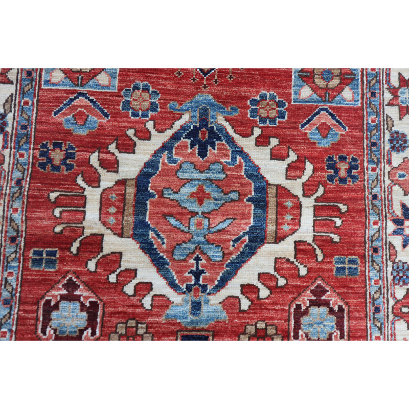 Hand Knotted Wool Area Rug in Multi