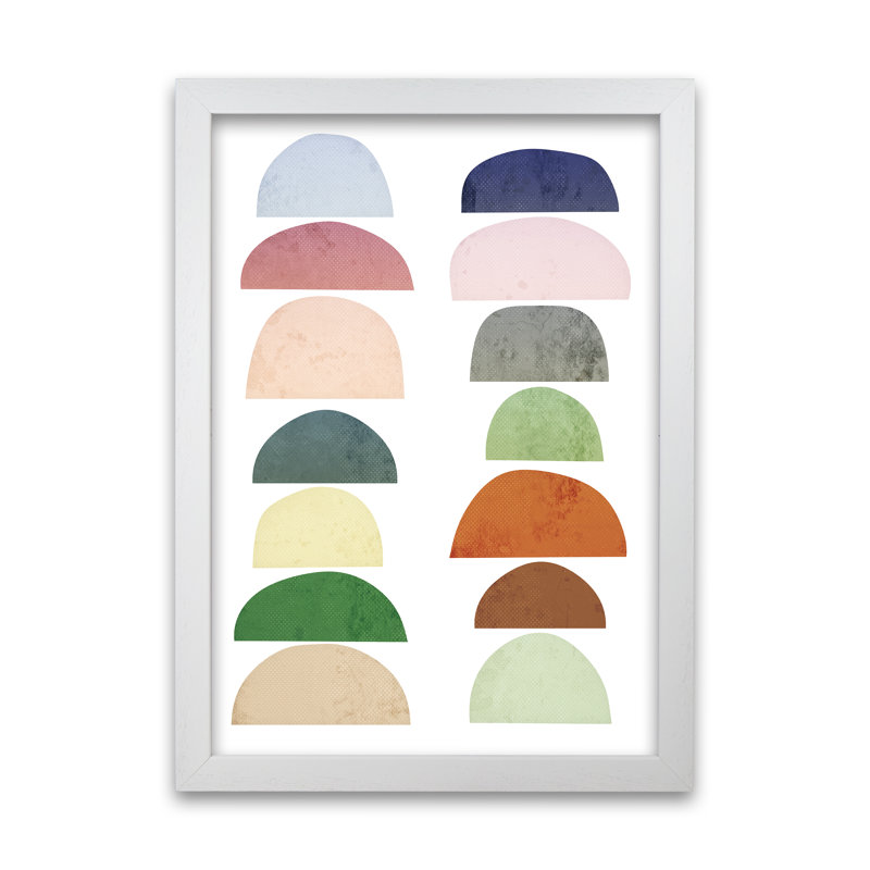 Half Moon Pastel Abstract Original - Print, White Frame, 42cm H x 30cm W x 3cm D