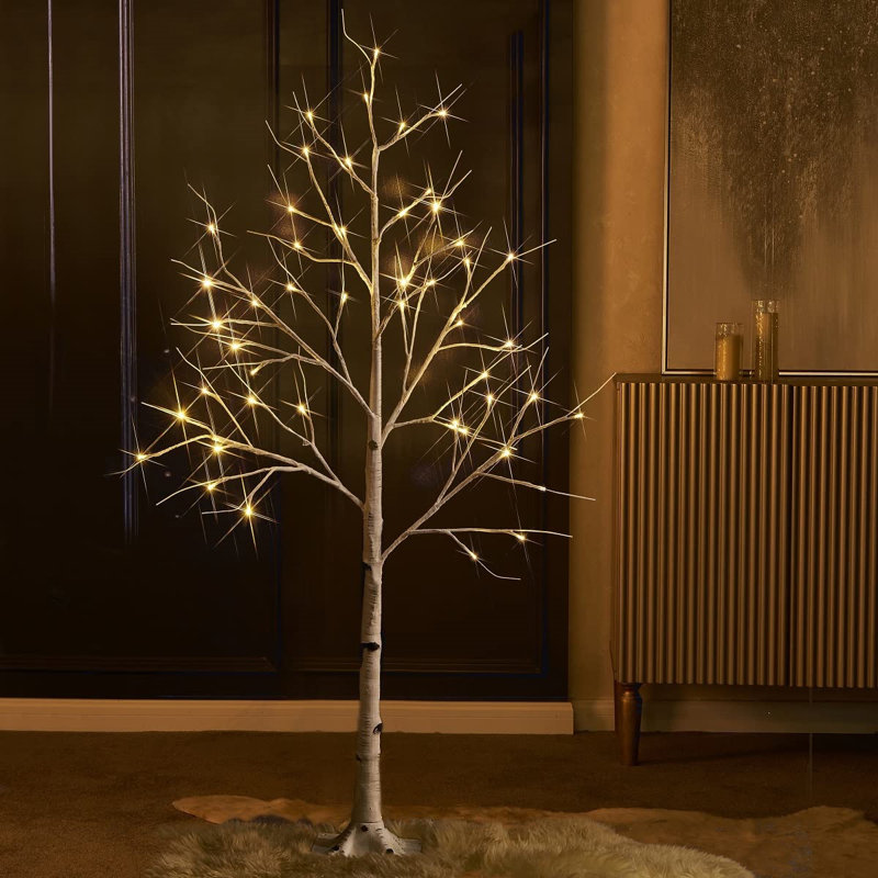 Lighted Birch Trees with 48 LED Lights