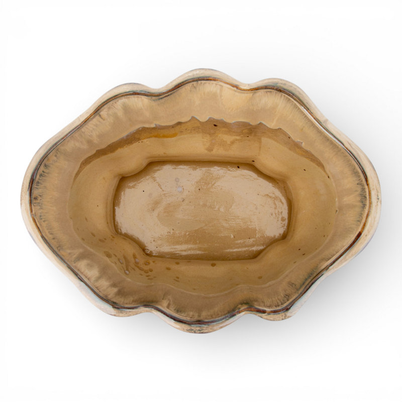 Cream Ceramic Planter With Scalloped Rim