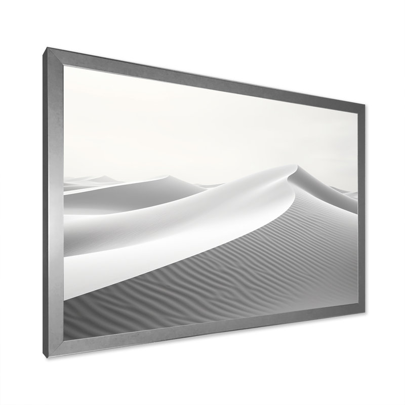«Eernal Desert Dreams Minimalisme I», art mural sur toile, H 16 po x l 32 po x P 1 po, Cadre simple argenté
