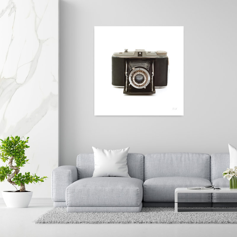 Appareil photo rétro avec art photographique noir, H 48 po x l 48 po