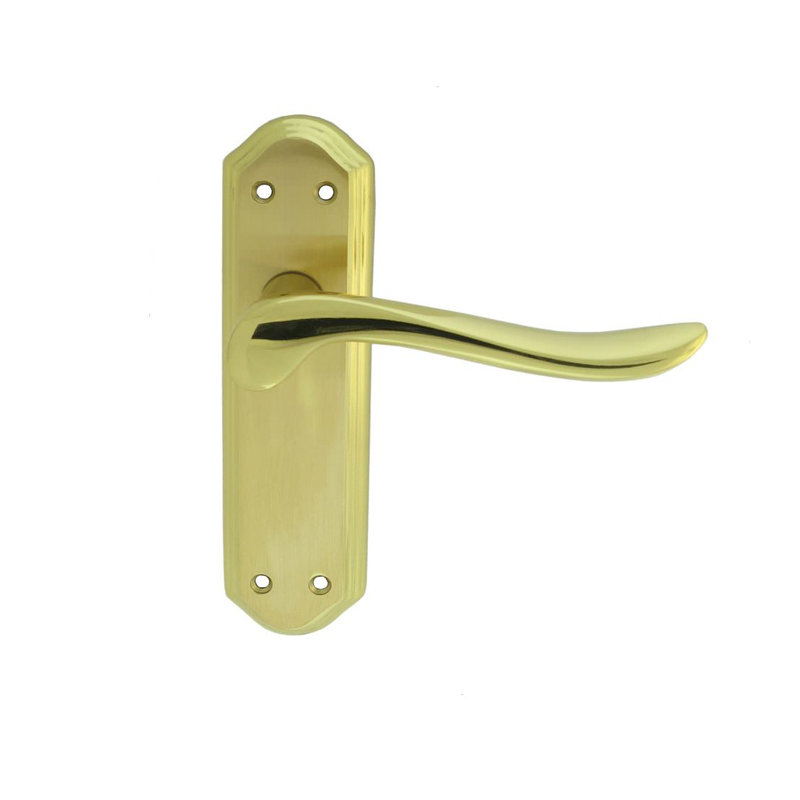 Lytham Latch Door Handle, Polished Brass/Satin Brass