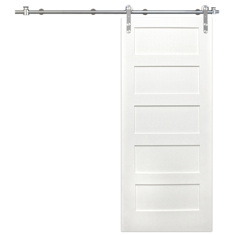 Shaker 36'' x 80'' Solid Wood Paneled without Installation Hardware Kit Barn Door