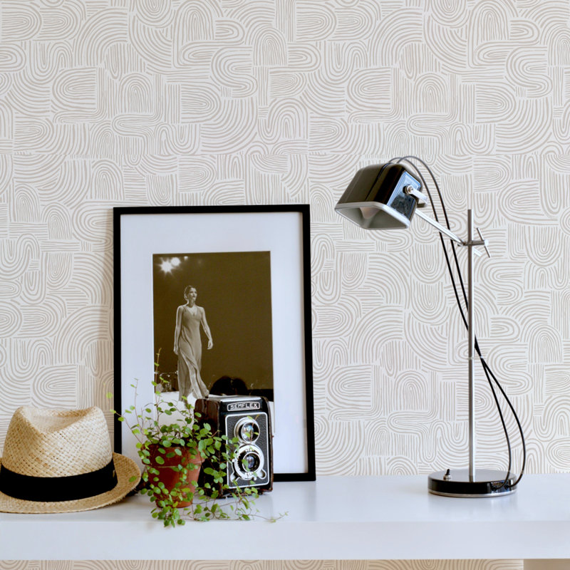 Coursen 16.5' L x 20.5" W Peel and Stick Wallpaper Roll, Beige