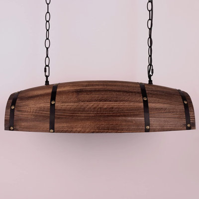 Antique Reclaimed Wood Wine Barrel Pendant Light Fixture - Rustic Ceiling Lamp For Kitchen Island, Bar, Restaurant & Cellar Decor - ETL Certified -  17 Stories, 1203457B881E4351B80C6843CACD6CA8