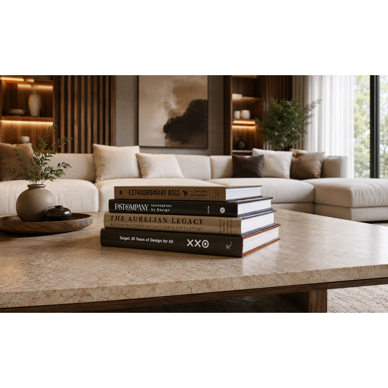 Livres décoratifs - Pile de table basse chocolat - 4 livres bruns