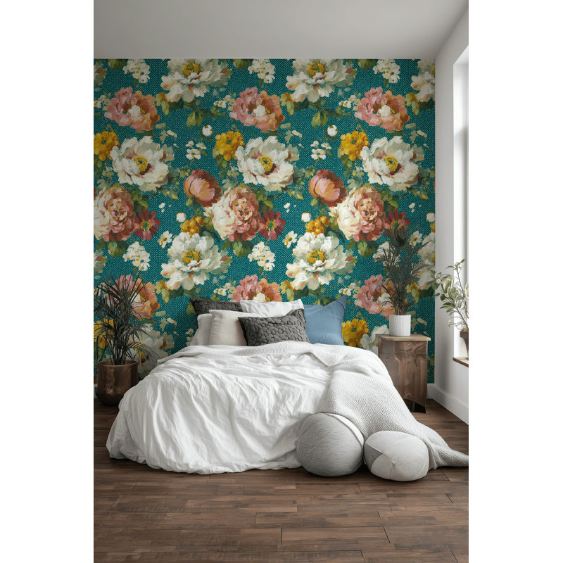 Papier peint floral rétro