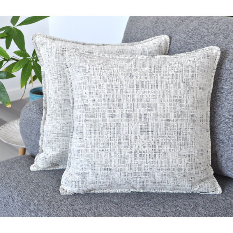 Oveesha Cream White Chenille Square Throw Pillow Covers, 20" x 20" (Set of 2)