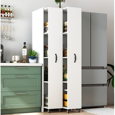 Bibliothèque avec deux portes coulissantes, étagère de rangement à 4 niveaux, bibliothèque de rangement coulissante, armoire de rangement dissimulée dans le salon de la chambre à coucher avec roulettes