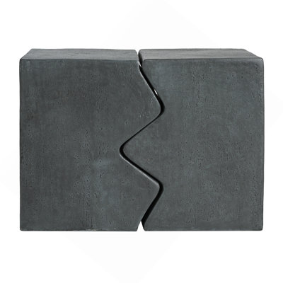 MGO Side Table, Set Of 2 Rectangular Outdoor Side Tables, Decorative Garden Stools For Indoor Outdoor, Accent Table Patio Side Table End Table W Spotted, Stone Gray Color