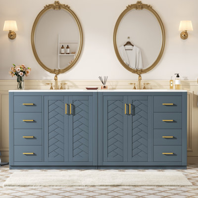 Ensemble de meuble-lavabo autoportant avec lavabo en céramique, structure en bois massif et amplement de rangement pour des salles de bain élégantes et fonctionnelles
