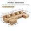 Canapé en forme de U sans os, tissu en peluche sans assemblage requis, accoudoirs incurvés, conception antidérapante, éponge à haute densité 32D au design épuré, emballage sous vide à compression complète, salon pour études, chameau-631518127-631518123