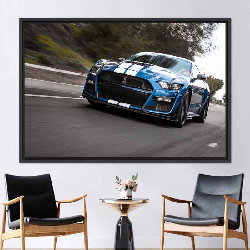 Art sur toile Ford Mustang - Cadeau idéal pour les amateurs de voitures et parfait pour la décoration de garage, Noir