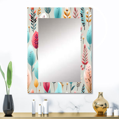 Motif de fougères pastel bohémien - décor de miroir mural floral unique, grand miroir de chalet, impression d'art en métal