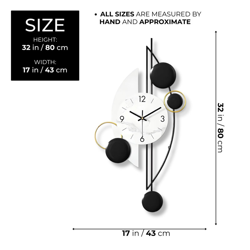Arundel Modern Decorative Vertical Wall Clock for Home or Office, 32" Silent Non Ticking Minimalist Clock
