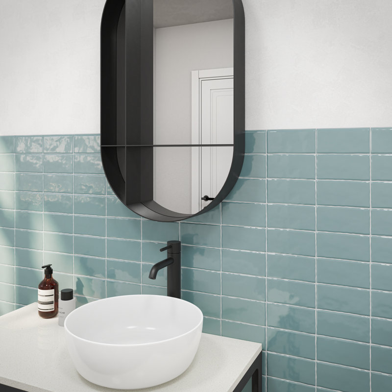 Carreau de céramique Bullnose 6 "x 3" Artigiano, Bleu