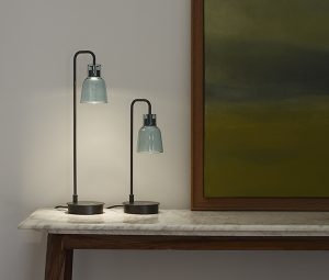 Drip Desk Table Lamp, Green Glass