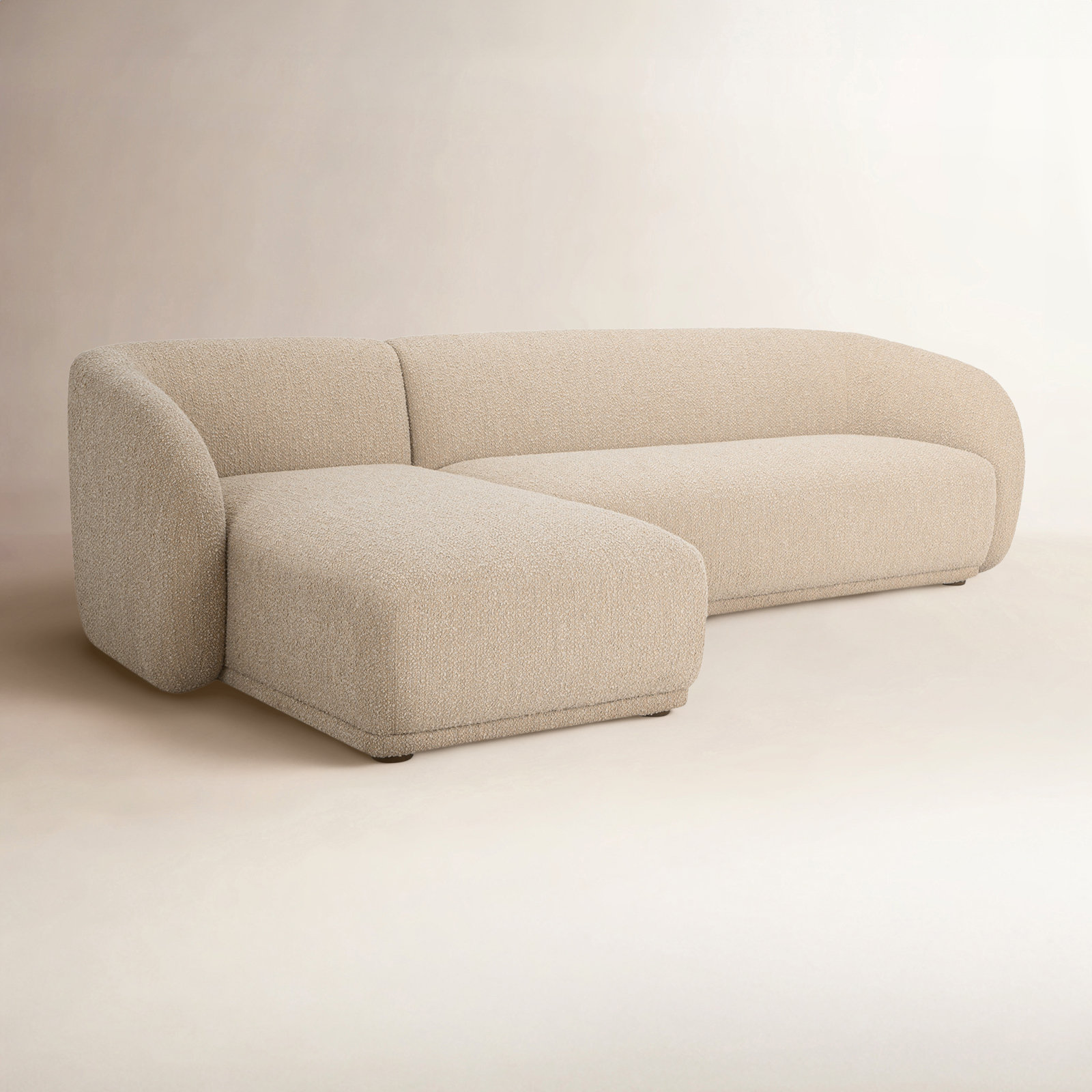 Penelope Sectional, Natural Bouclé, Left Hand Facing