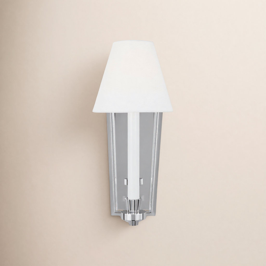 Single Light Dimmable Armed Sconce, Polished Nickel