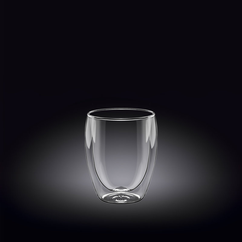Set of 6 Clear Borosilicate Double-Walled Glasses, 6.8 oz