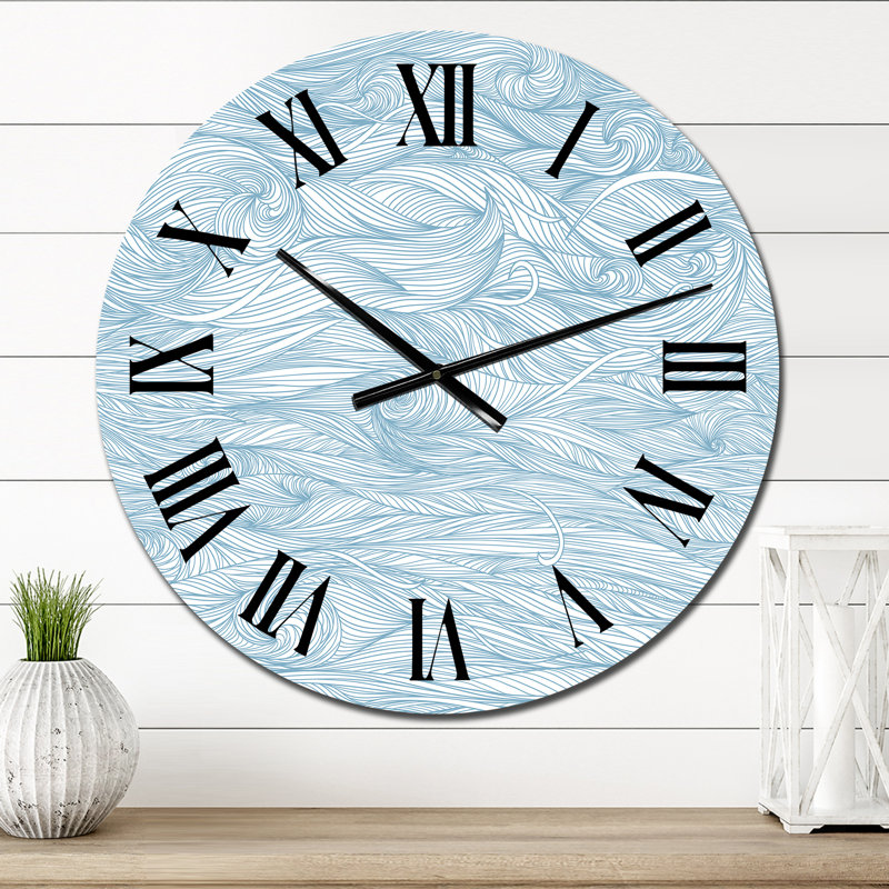 Horloge murale à motif de marbre bleu clair, Petit