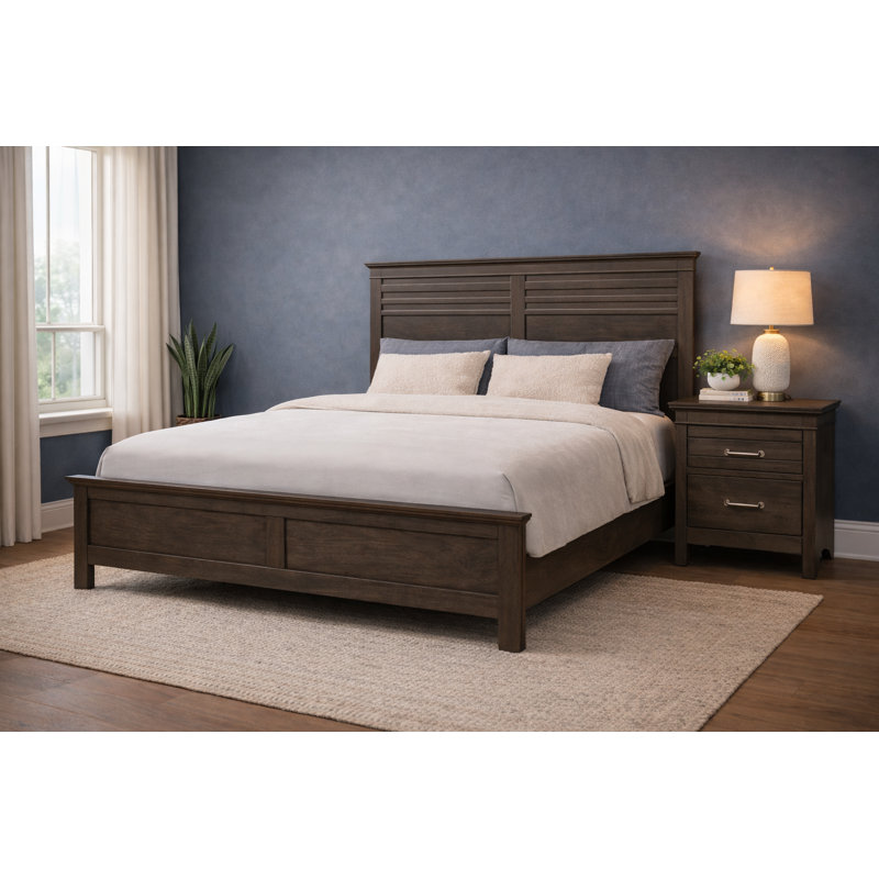 Oakridge Solid Wood Bed Frame, Gray, King