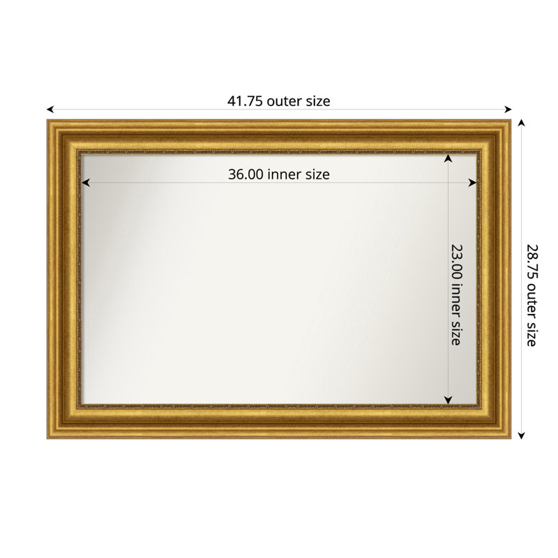 Miroir de salle de bain Jashawna, 28,75 po x 41,75 po, Doré