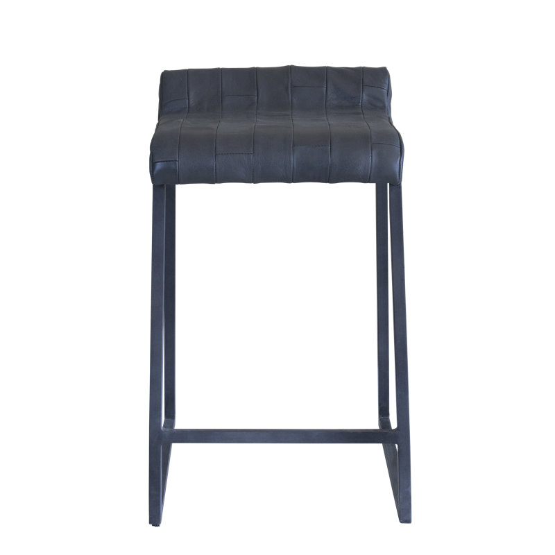 Martiana Upholstered Counter Stool with Metal Frame, Slate Gray