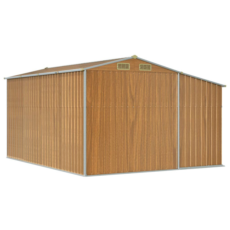 Breban Garden Shed 277 x 365.5 x 179 cm Galvanised Steel, Light Brown