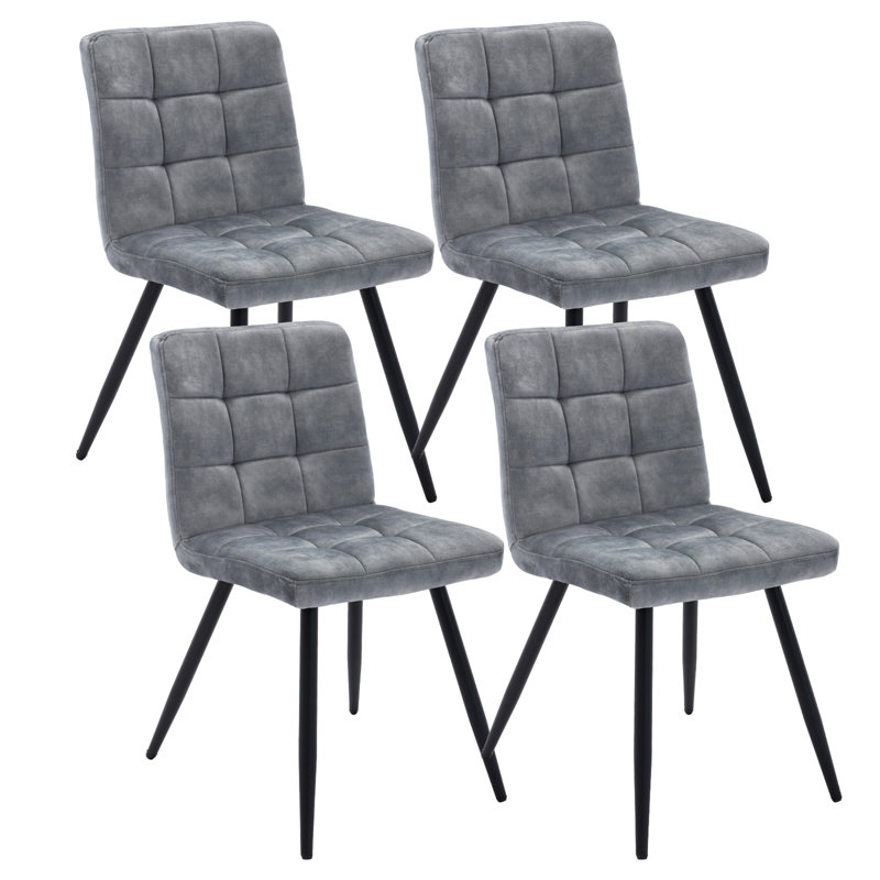 Chaise d'appoint contemporaine rembourrée en velours Almontiser, Gris