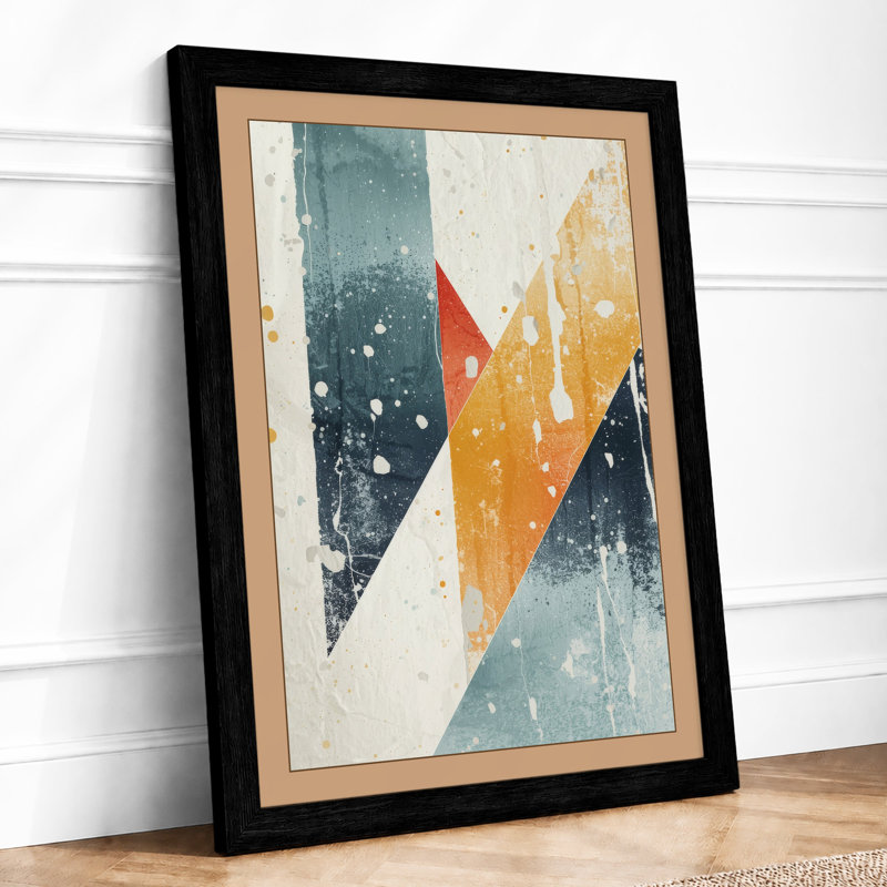 Chevron Forward Geometric - Framed Print, A2 - 59.4 x 42.0 cm, Black