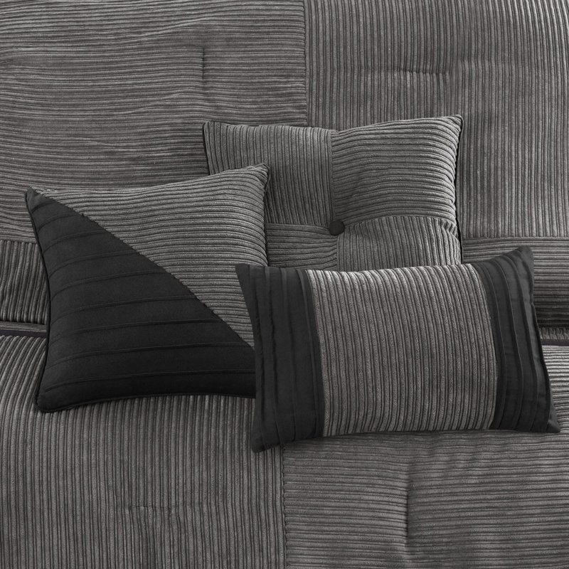 3m Comforter, Microbial, Soft Microfiber All Season With , Wicking, Gray, Queen Comforter + 6 Additional Pieces