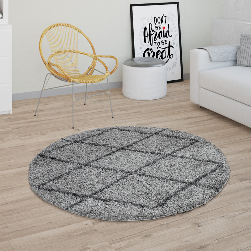 Goree 100% Polypropylene Gray/Black Outdoor Rug, Round 120cm