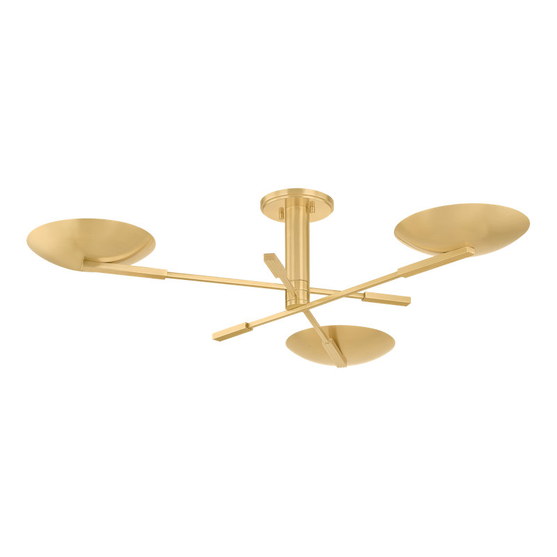 Johnson Semi Flush in Aged Brass