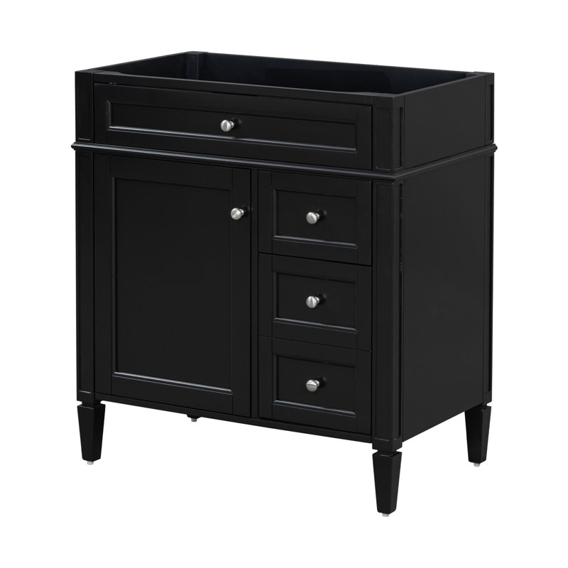 Bathroom Cabinet, Wood Frame Storage Cabinet With Two Drawers And A Tip-Out Drawer