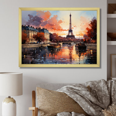 Automne, Paris, coucher de soleil sur la tour Eiffel - Art mural de la ville de Paris
