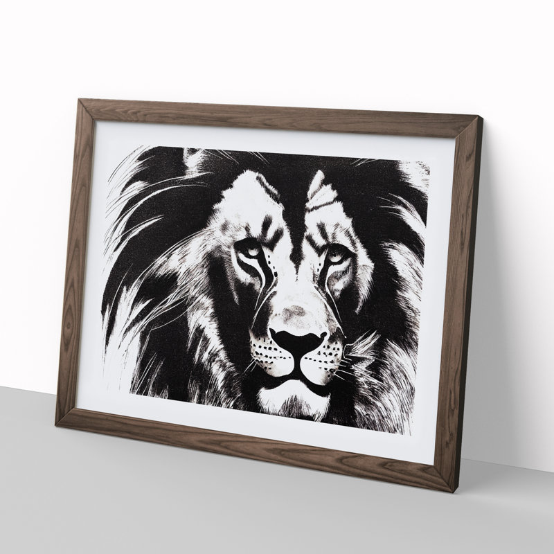 An Immense Lion 1 Piece Single Picture Frame Wall Art, 46cm H x 64cm W x 2cm D, Brown Framed