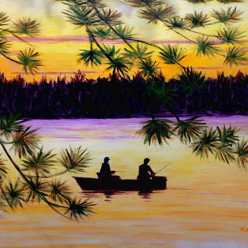 Coussin intérieur / extérieur Sunset Fishing